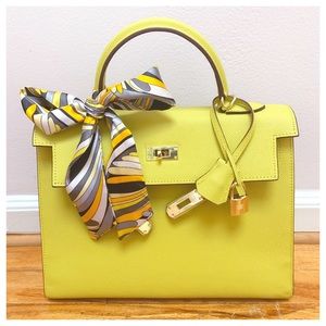 Leather Bag Padlock Satchel Yellow